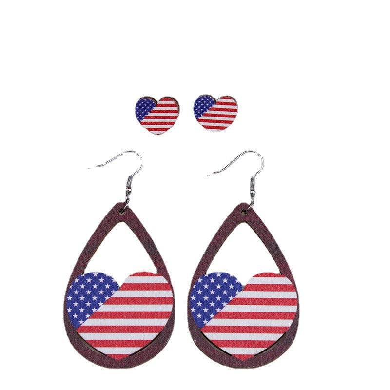 Pendientes de madera de madera del corazón de la hoja del águila del círculo del círculo al por mayor